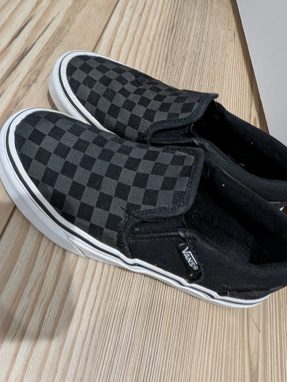 Vans Kids‎ Checkerboard Slip-On Sneakers - Black & Gray